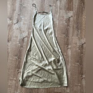 Sleek olive sage Sleeveless backless Dress